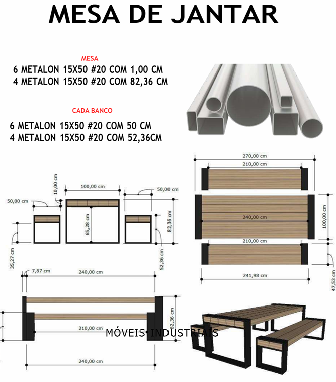 Mesa de Jantar Industrial